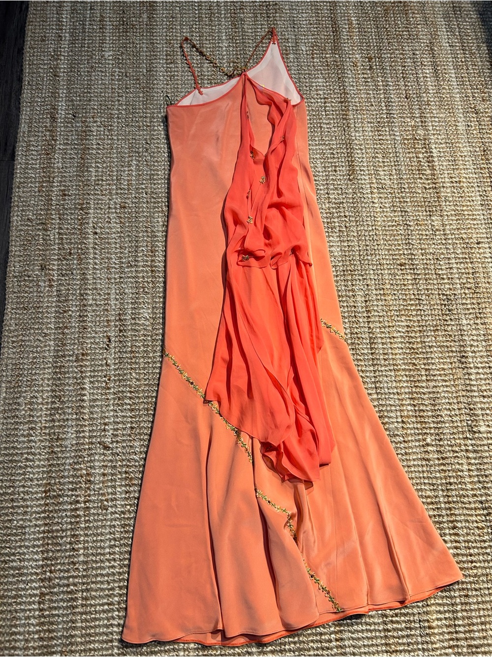 Vintage Y2K 90s silk gown with rhinestone floral detail
